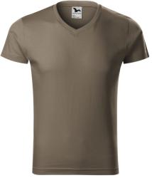 MALFINI Férfi póló Slim Fit V-neck - Army | M (1462914)