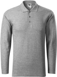 MALFINI Férfi hosszú ujjú galléros póló Pique Polo LS - Sötétszürke melírozott | S (2211213)