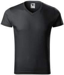 MALFINI Férfi póló Slim Fit V-neck - Ebony gray | 2XL (1469417)