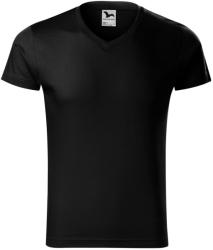 MALFINI Férfi póló Slim Fit V-neck - Fekete | M (1460114)