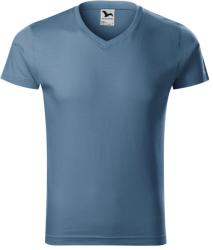 MALFINI Férfi póló Slim Fit V-neck - Denim | S (1466013)