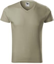 MALFINI Férfi póló Slim Fit V-neck - Világos khaki | L (1462815)