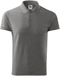 MALFINI Férfi galléros póló Cotton - Sötétszürke melírozott | 3XL (2121218)