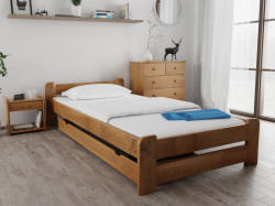 Pat Emily 120 x 200 cm, stejar Saltele: Cu saltele Somnia 18 cm, Somiera pat: Cu lamele drepte