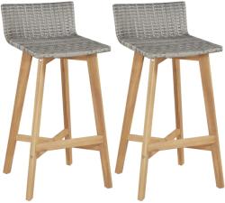 vidaXL Scaune de bar, 2 buc. , lemn masiv de acacia (44229)