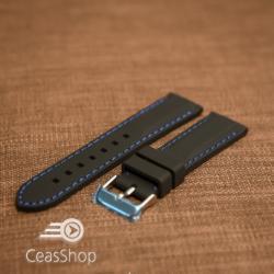  Curea silicon neagră cusături albastre 26mm - 42305