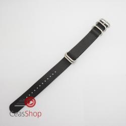  Curea NATO neagră 22mm catarame zulu argintii -52988