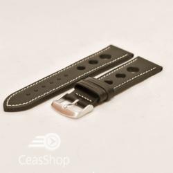  Curea piele GRAND PRIX neagra cusaturi albe 18mm - 41956