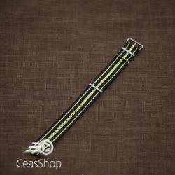  Curea NATO negru cu galben 18mm - 37039