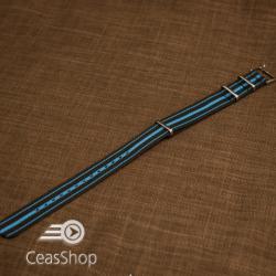  Curea NATO negru cu albastru 18mm - 37033