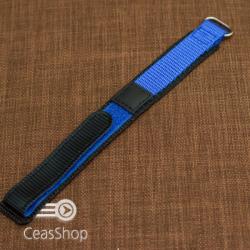Curea din tesatura de nylon negru cu albastru sport cu arici 18mm - 34000