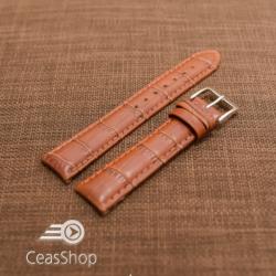  Curea piele vitel, model crocodil castaniu, captusita, lucioasa 18mm - 34833