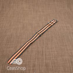 Curea NATO negru cu portocaliu 22mm - 36524