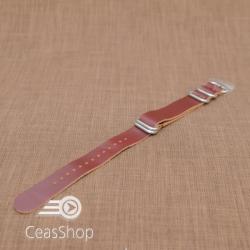  Curea NATO piele maro 20mm catarame groase satinate- 40061
