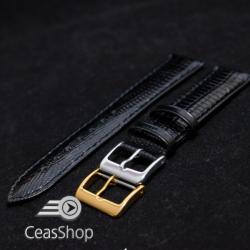  Curea piele soparla tegu captusita neagra 18mm - 38427