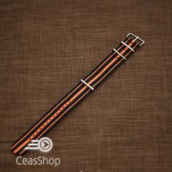  Curea NATO negru cu portocaliu 24mm - 37057