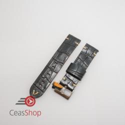  Curea piele neagră model crocodil vintage QR 22mm - 4030122 - ceas-shop