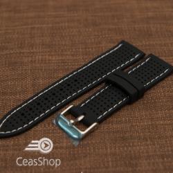  Curea silicon neagra cusaturi albe 18mm - 47784