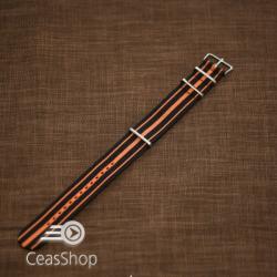  Curea NATO negru cu portocaliu 18mm - 37036