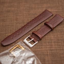  Curea piele bufalo, plată fără, cusatură maro inchis 16mm - 40077