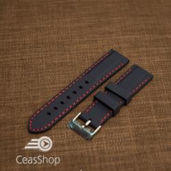  Curea silicon navy cusături roșii 24mm - 42320