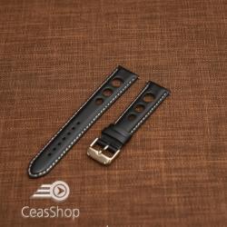  Curea piele lină, căptușită GRAND PRIX neagră, cusaturi albe 22mm - 46319