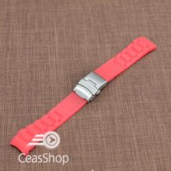  Curea silicon rosie capat curbat 20mm - 31848