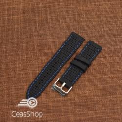  Curea silicon neagra cusaturi albastre 24mm - 47795