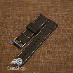  Curea silicon model crocodil neagră cusătură albă 18mm - 45903
