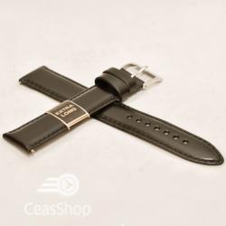  Curea piele vitel neagra lucioasa cu catarama argintie XL 20mm - 20434