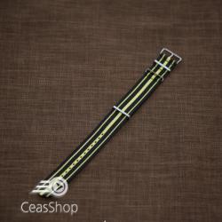  Curea NATO negru cu galben 24mm - 37060