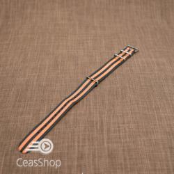  Curea NATO negru cu portocaliu 18mm - 36522