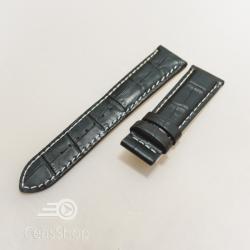 Curea piele vitel captusita neagra, cusaturi albe 18 mm pentru deployant