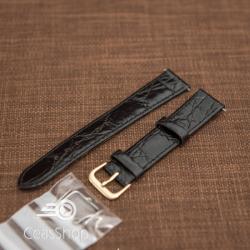 Curea piele vitel plata model crocodil Elegance neagră 20mm - 34469