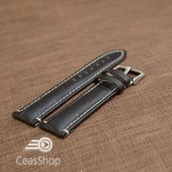 Curea piele vitel model crocodil cusaturi albe 22mm- 38084
