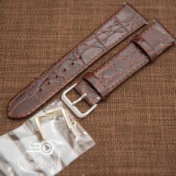  Curea piele vitel plata model crocodil Elegance maro 20mm - 34478