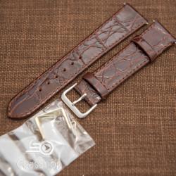  Curea piele vitel plata model crocodil Elegance maro 14mm - 34473