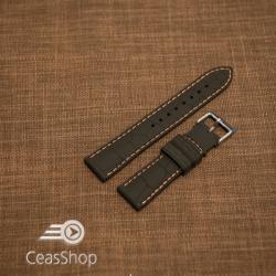  Curea silicon model crocodil neagră cusătură portocalie 18mm - 45895
