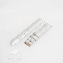  Curea piele vitel argintie crocodil cu catarama argintie 14mm - 51315