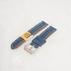  Curea piele si jeans albastra 24mm - 3902416