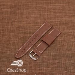  Curea silicon maro cusaturi albe 22mm - 35704