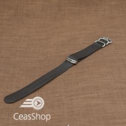  Curea NATO piele neagra 18mm catarame groase satinate- 40057
