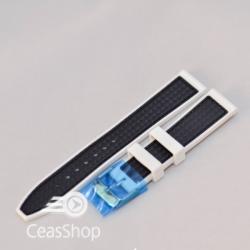  Curea silicon sport fibra carbon alba cu negru 20mm - 38128