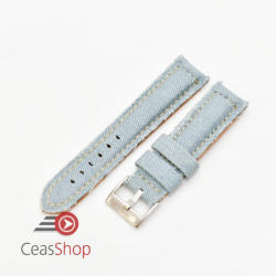  Curea piele si jeans căptușită albastru pal 22mm - 3892219 - ceas-shop