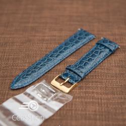  Curea model crocodil captusita albastră finisaj lucios 16mm - 46381