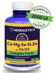 Herbagetica Ca+Mg+Se+Si+Zn cu Vitamina D3 Complex Forte - 120 cps
