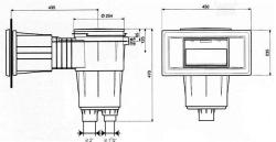 IML Szkimmer széles nyakkal és négyzet alakú tetővel, sárgaréz dugókkal, fehér színű, fóliás medencékhez