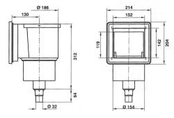 IML VA Mini szkimmer 152 mm x 142 mm fóliás medencékhez