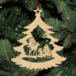  Fa karácsonyfadísz - Fenyőfa őzikékkel