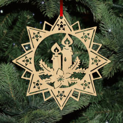  Fa karácsonyfadísz - Csillag gyertyával